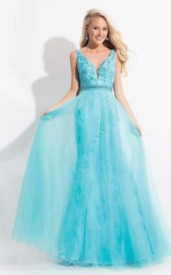 Rachel Allan - 6039 Lace Deep V-neck Mermaid Dress