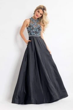 Formal Gowns Rachel Allan - 6051 Beaded Sheer High Halter A-line Dress