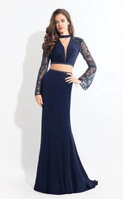Rachel Allan - 6053 Two Piece Deep V-neck Sheath Dress Formal Gowns