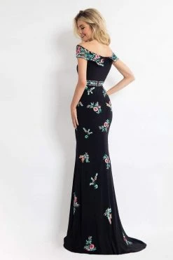 Rachel Allan - 6056 Embroidered Illusion Off Shoulder Dress