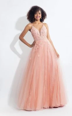Formal Gowns Rachel Allan - 6057 Deep V-neck A-line Dress