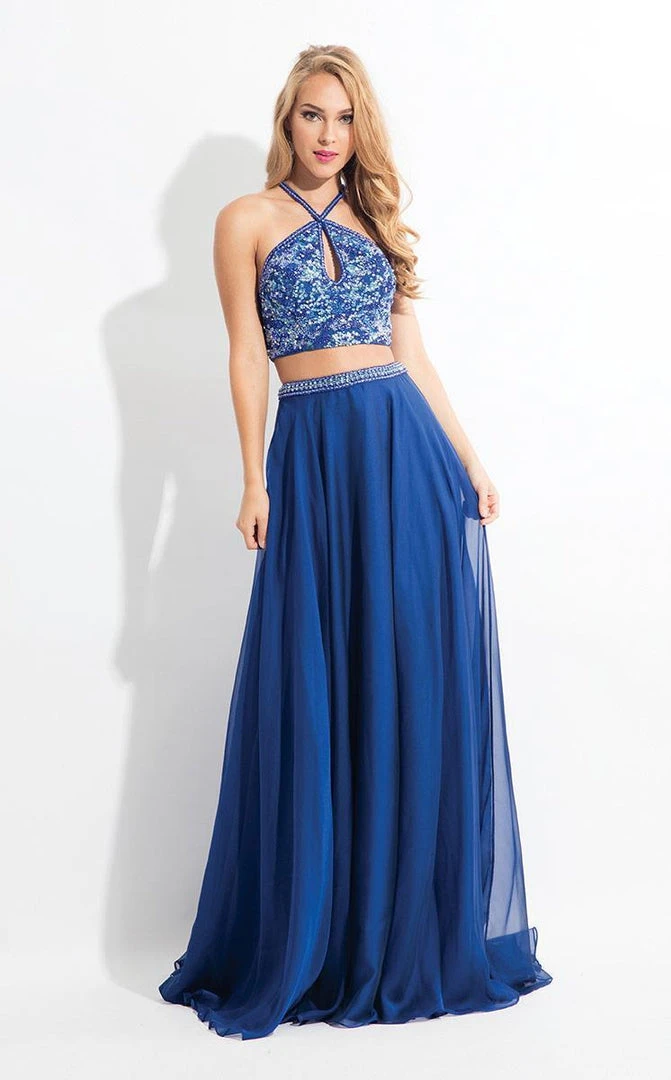 Rachel Allan - 6063 Beaded Halter A-line Dress Formal Gowns 6 Rachel Allan - 6063 Beaded Halter A-line Dress Formal Gowns