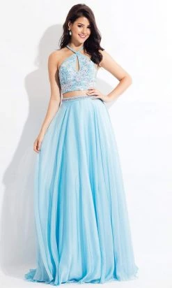 Rachel Allan - 6063 Beaded Halter A-line Dress Formal Gowns