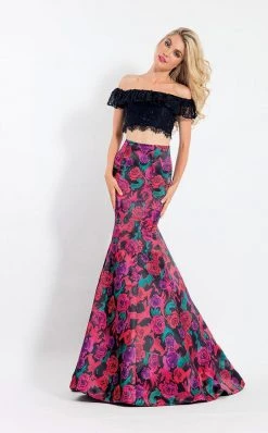 Rachel Allan - 6066 Off-Shoulder Two-Piece Mermaid Gown
