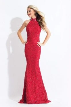 Rachel Allan - 6067 Beaded High Halter Trumpet Dress Formal Gowns