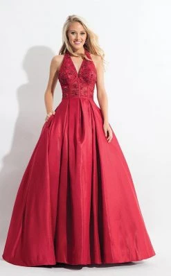 Rachel Allan - 6071 Lace V-Neck Pleated Ballgown