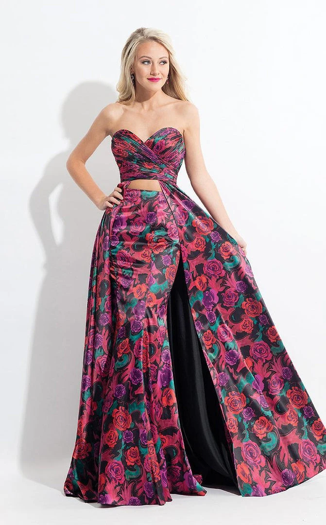 Rachel Allan - 6073 Strapless Two-Piece Floral Print Gown 3 Rachel Allan - 6073 Strapless Two-Piece Floral Print Gown