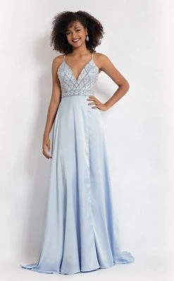 Rachel Allan - 6088 Floral Deep V-neck A-line Dress