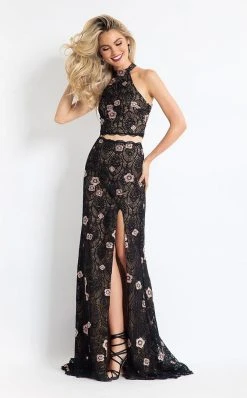 Rachel Allan - 6091 Two Piece Floral Appliqued Dress