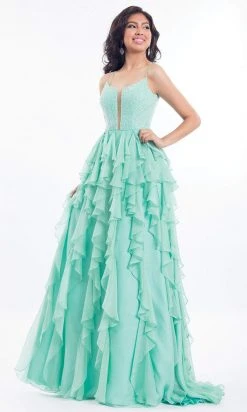Formal Gowns Rachel Allan - 6092 Ruffled V-neck A-line Dress 11 Formal Gowns Rachel Allan - 6092 Ruffled V-neck A-line Dress