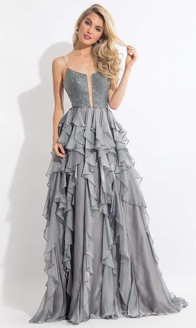 Formal Gowns Rachel Allan - 6092 Ruffled V-neck A-line Dress 9 Formal Gowns Rachel Allan - 6092 Ruffled V-neck A-line Dress