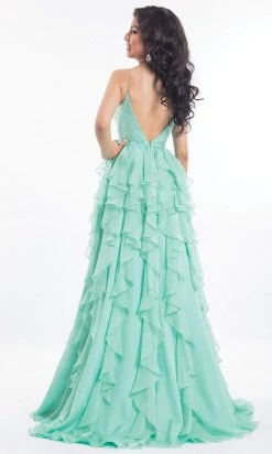 Formal Gowns Rachel Allan - 6092 Ruffled V-neck A-line Dress 12 Formal Gowns Rachel Allan - 6092 Ruffled V-neck A-line Dress
