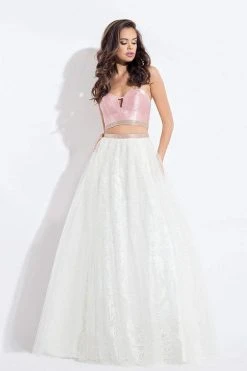 Formal Gowns Rachel Allan - 6096 Two-Piece Cutout Bodice Lace Gown