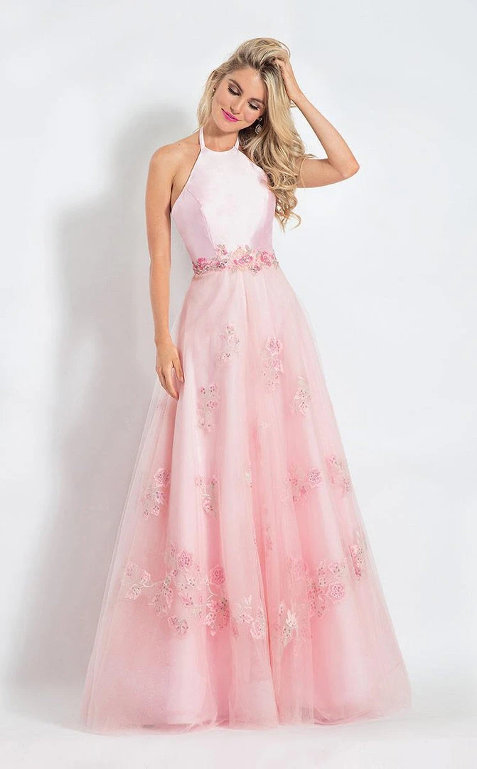 Rachel Allan - 6110 Floral Embroidered Halter Gown Formal Gowns 3 Rachel Allan - 6110 Floral Embroidered Halter Gown Formal Gowns