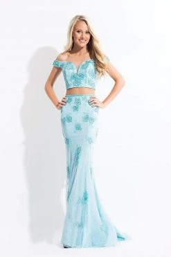 Rachel Allan - 6124 Two Piece Beaded Sheath Dress Formal Gowns