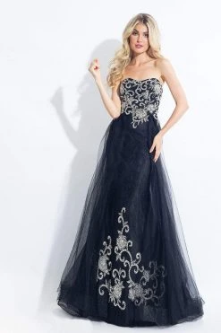 Rachel Allan - 6125 Strapless Embellished Lace Overlay Gown