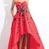 Rachel Allan - 6142 Strapless Blossom Applique High Low Gown