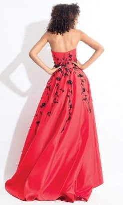 Rachel Allan - 6142 Strapless Blossom Applique High Low Gown