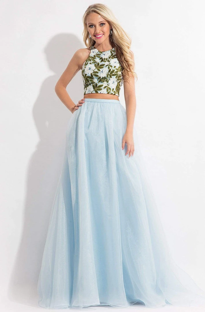 Rachel Allan - 6151 Floral Embroidered Two Piece Halter Gown 3 Rachel Allan - 6151 Floral Embroidered Two Piece Halter Gown