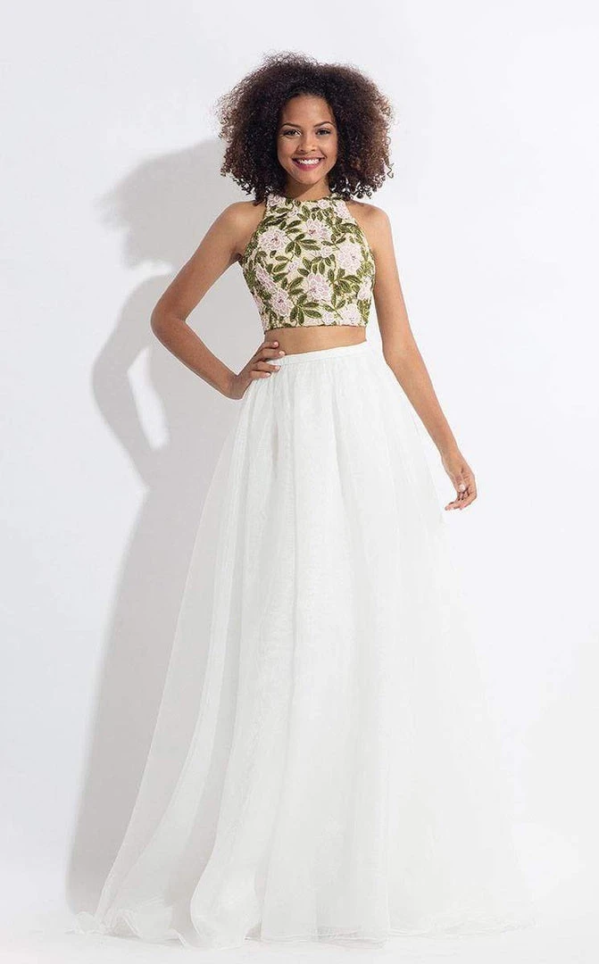 Rachel Allan - 6151 Floral Embroidered Two Piece Halter Gown 4 Rachel Allan - 6151 Floral Embroidered Two Piece Halter Gown