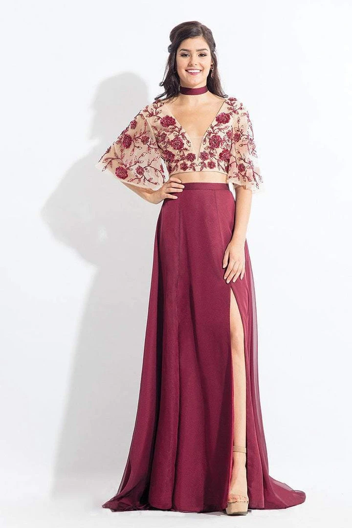 Rachel Allan - 6157 Floral Beaded Kimono Two-Piece Gown Formal Gowns 4 Rachel Allan - 6157 Floral Beaded Kimono Two-Piece Gown Formal Gowns