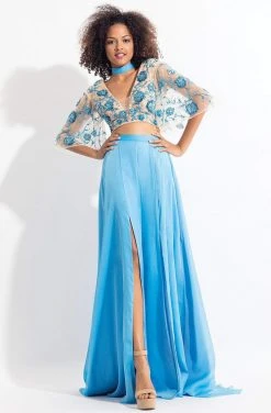 Rachel Allan - 6157 Floral Beaded Kimono Two-Piece Gown Formal Gowns