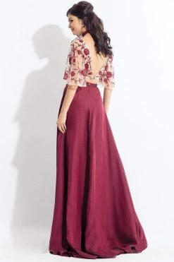 Rachel Allan - 6157 Floral Beaded Kimono Two-Piece Gown Formal Gowns 9 Rachel Allan - 6157 Floral Beaded Kimono Two-Piece Gown Formal Gowns