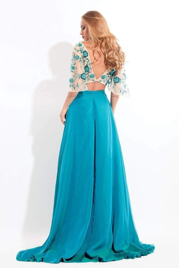 Rachel Allan - 6157 Floral Beaded Kimono Two-Piece Gown Formal Gowns 7 Rachel Allan - 6157 Floral Beaded Kimono Two-Piece Gown Formal Gowns