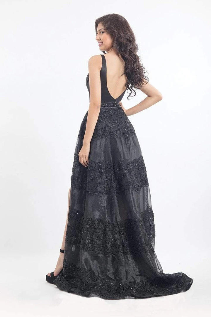 Rachel Allan - 6159 Sleeveless Striped Lace Overlay Gown 3 Rachel Allan - 6159 Sleeveless Striped Lace Overlay Gown