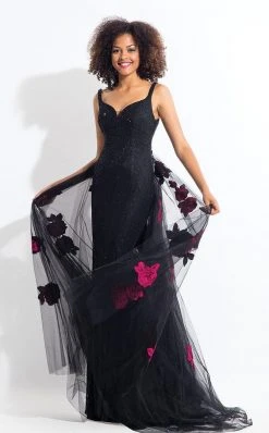 Rachel Allan - 6168 Lace/Tulle V-neck Sheath Dress Formal Gowns