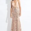 Formal Gowns Rachel Allan - 6190 Plunging Halter Sequined Jersey Gown 1 Formal Gowns Rachel Allan - 6190 Plunging Halter Sequined Jersey Gown