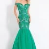 Formal Gowns Rachel Allan - 6193 Off Shoulder Embellished Trumpet Gown