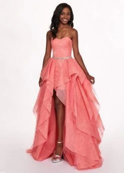 Formal Gowns Rachel Allan - 6406 2-Piece Style Lace And Tulle High-Low Gown