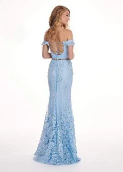 Rachel Allan - 6407 Embroidered Two Piece Off-Shoulder Trumpet Dress