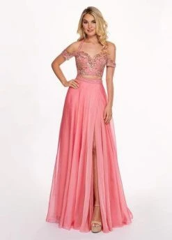 Rachel Allan - 6411 Beaded Embellished 2-Piece Cold Shoulder Prom Gown
