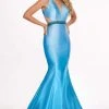 Rachel Allan - 6413 V Neck Beaded Waist Matte Satin Mermaid Gown