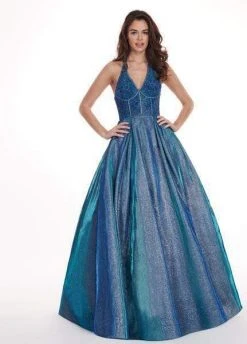 Rachel Allan - 6414 Jeweled Bustier Plunging Halter Ballgown 8 Rachel Allan - 6414 Jeweled Bustier Plunging Halter Ballgown