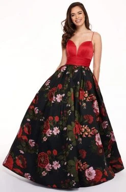 Formal Gowns Rachel Allan - 6416 Floral Plunging Sweetheart Ballgown