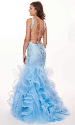 Formal Gowns Rachel Allan - 6420 Beaded Deep V-neck Ruffled Tulle Mermaid Dress 15 Formal Gowns Rachel Allan - 6420 Beaded Deep V-neck Ruffled Tulle Mermaid Dress