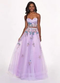 Formal Gowns Rachel Allan - 6428 Strapless Beaded Embroidered Two-Piece Prom Gown