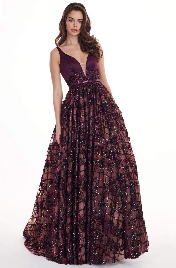 Rachel Allan - 6431 Sleeveless V Neck Floral Lace A-Line Prom Gown 3 Rachel Allan - 6431 Sleeveless V Neck Floral Lace A-Line Prom Gown
