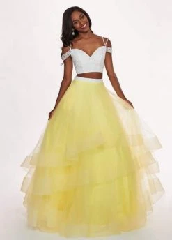Rachel Allan - 6434 Two Piece Cold Shoulder Crop Top Tulle Prom Dress