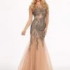 Formal Gowns Rachel Allan - 6452 Embellished Halter Jersey Tulle Trumpet Dress