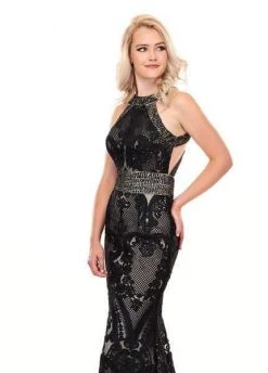 Rachel Allan - 6462 Crystal Embroidered Halter Mermaid Dress Formal Gowns 16 Rachel Allan - 6462 Crystal Embroidered Halter Mermaid Dress Formal Gowns