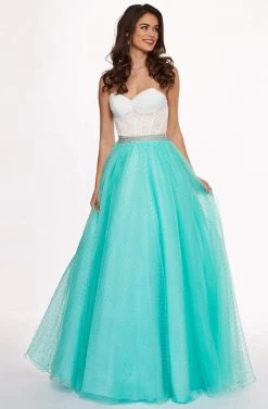Rachel Allan - 6471 Two Tone Lace Sweetheart Swiss Dot Crepe Ballgown