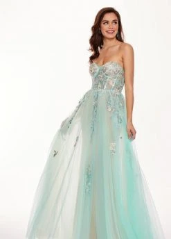 Rachel Allan - 6474 Embroidered Floral Illusion Corset Gown Formal Gowns