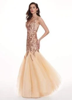 Rachel Allan - 6475 Sequined Plunging Sweetheart Trumpet Gown Formal Gowns