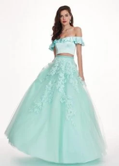 Rachel Allan - 6484 Two-Piece Asymmetrical Embroidered Ballgown 10 Rachel Allan - 6484 Two-Piece Asymmetrical Embroidered Ballgown