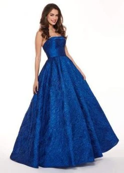 Formal Gowns Rachel Allan - 6490 Strapless Straight Across Neckline Jacquard Gown