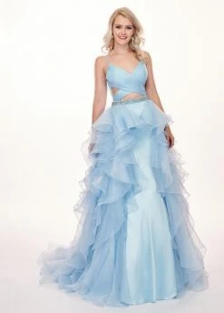 Rachel Allan - 6498 Shirred Midriff Cutout Overskirt Gown Formal Gowns